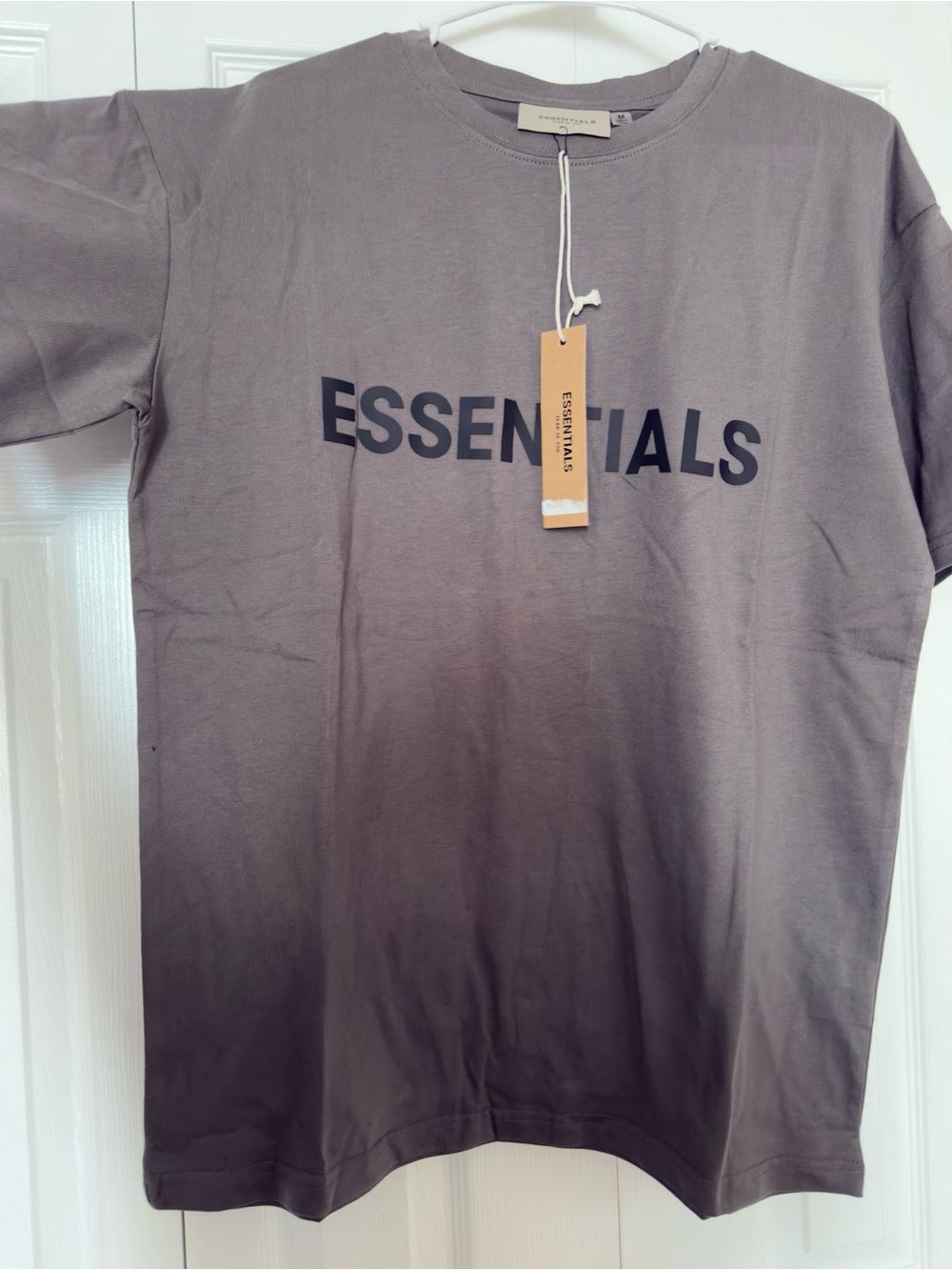 Essentials Men's Taupe Crewneck Tee with Black Logo